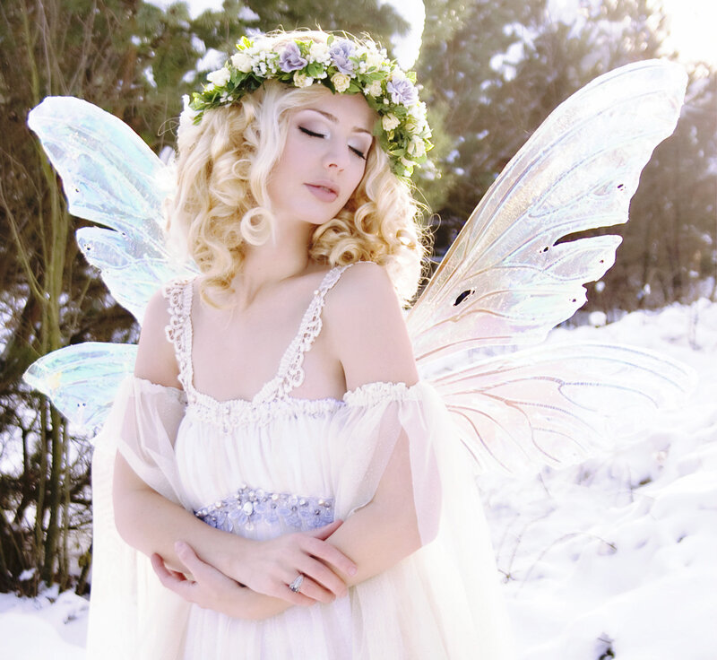 Woman in Fairy Costume — White, Serene, Winter