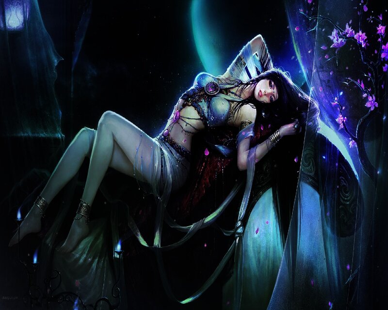 Woman in Fantasy Attire — Blue, Dramatic