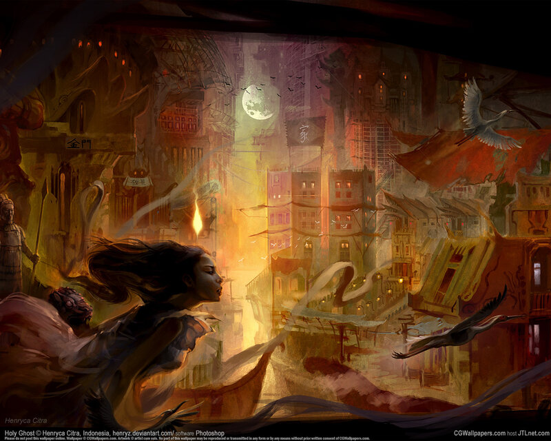 Woman in Fantasy City