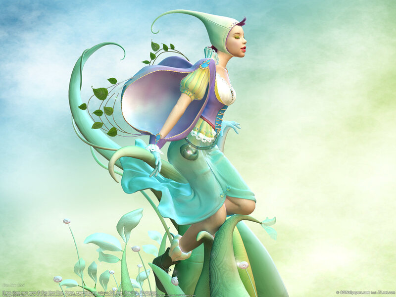 Woman in Fantasy Dress — Green