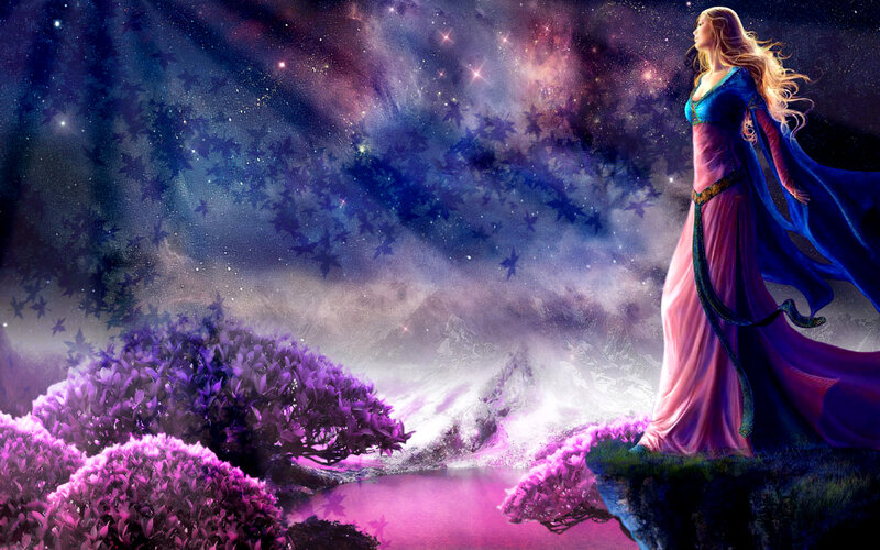 woman in fantasy landscape