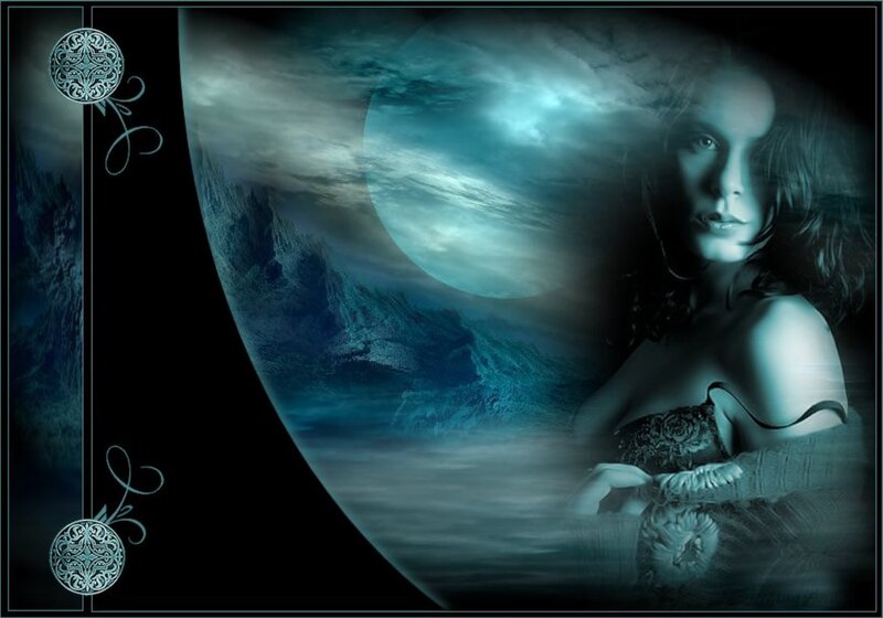 Woman in Fantasy Landscape — Blue, Dramatic