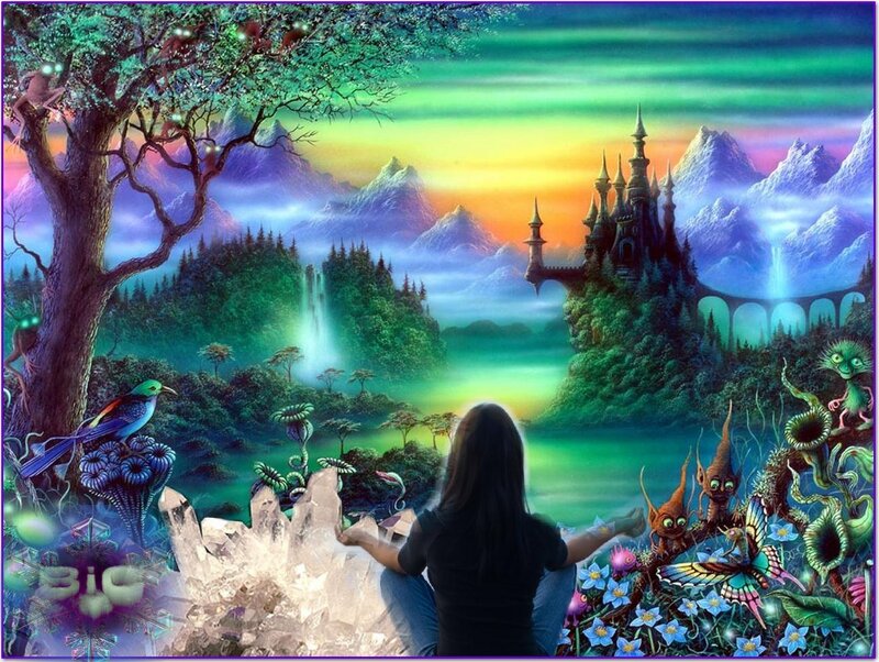 Woman in Fantasy Landscape — Green
