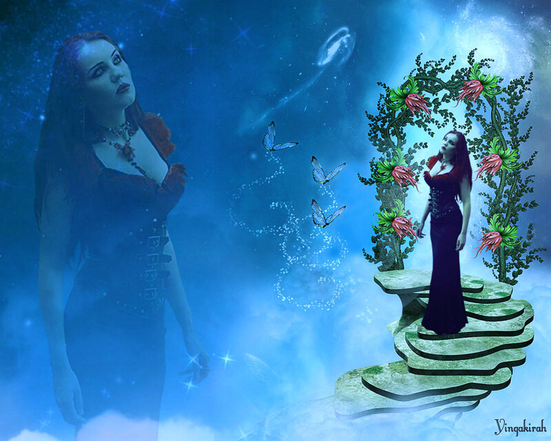 Woman in Fantasy Scene — Blue