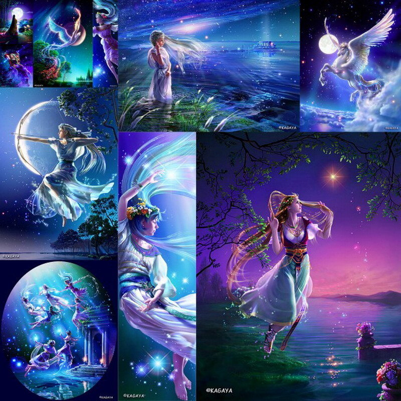 Woman in Fantasy Scenes — Blue, Serene