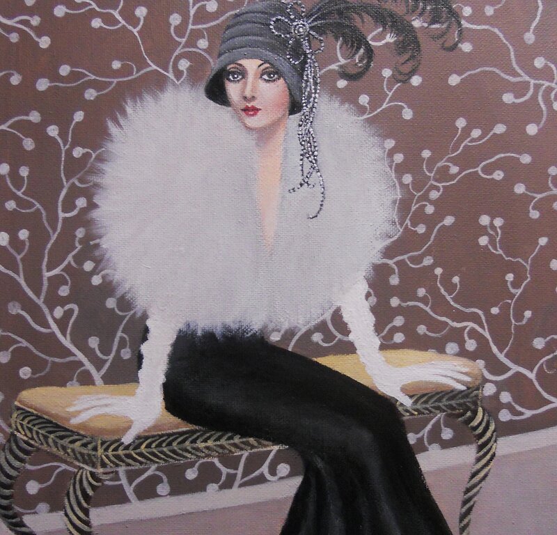 Woman in Feather Boa — Brown
