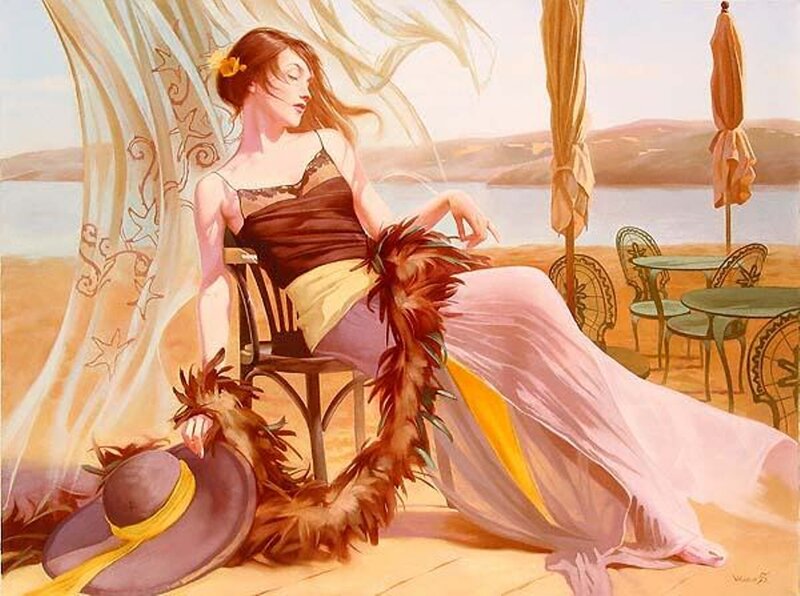 Woman in Feather Boa — Pink