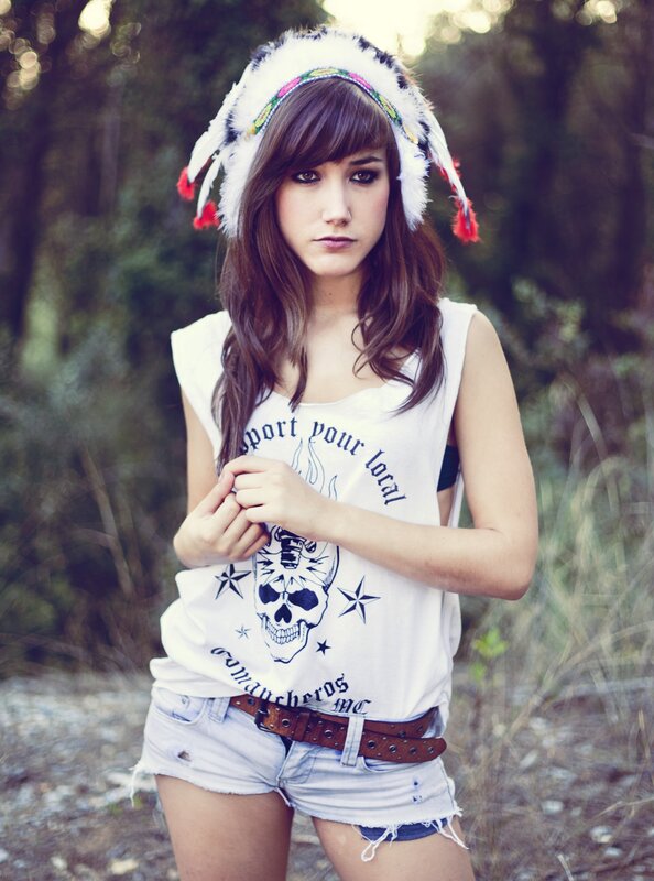 woman in feather headdress