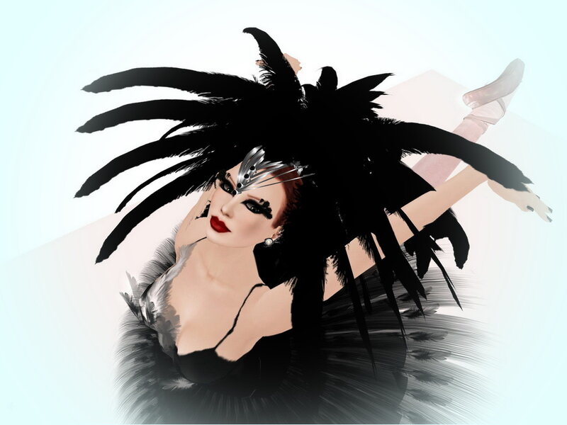 Woman in Feathered Costume — Black