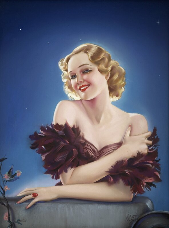 Woman in feathered dress