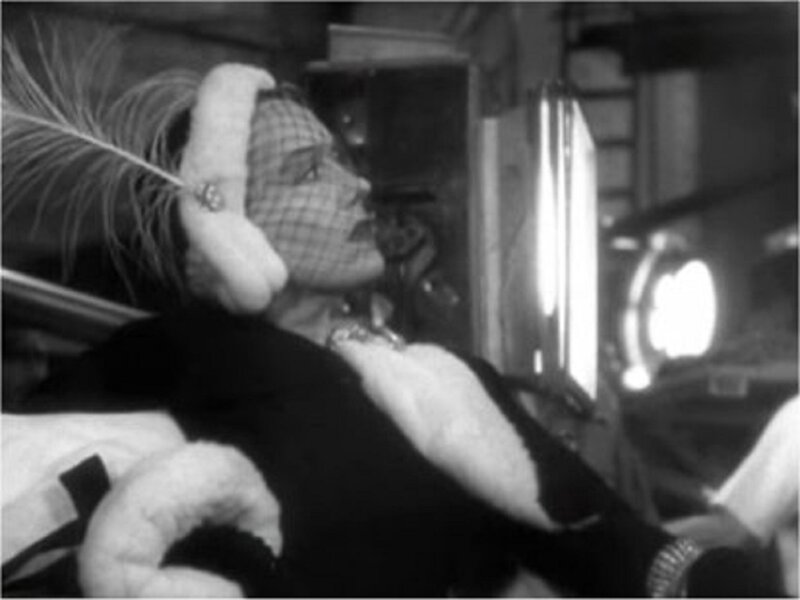 Woman in Feathered Hat — Black, Dramatic, Night