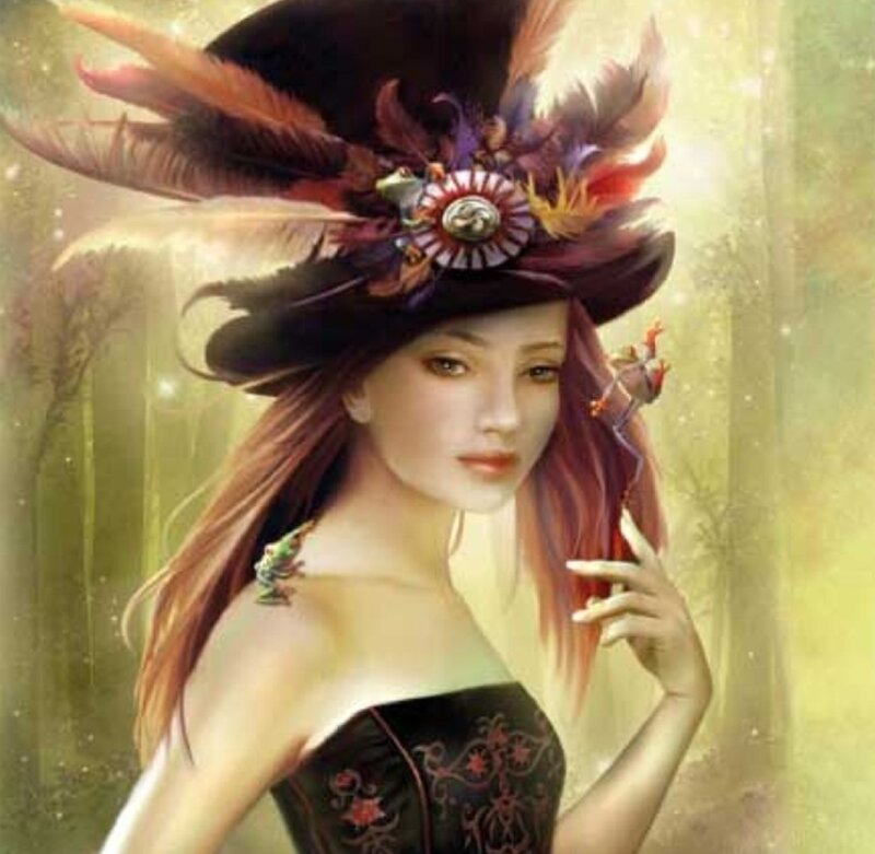 Woman in Feathered Hat — Brown