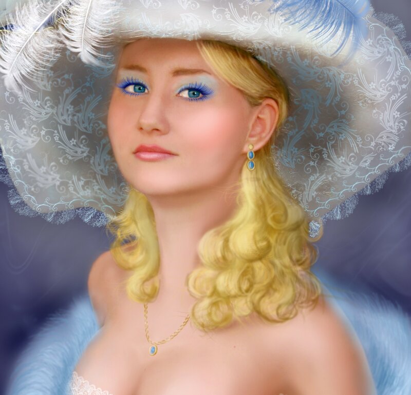 woman in feathered hat portrait