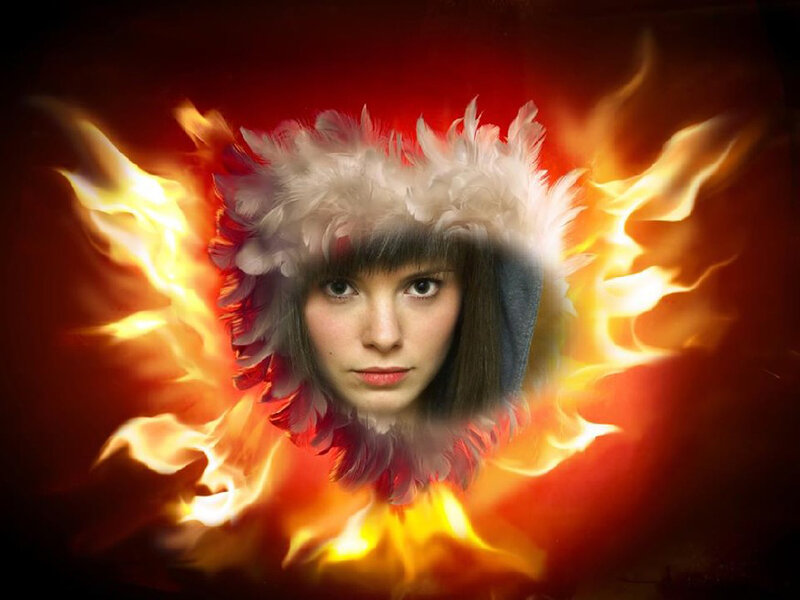 Woman in Feathered Hat — Red