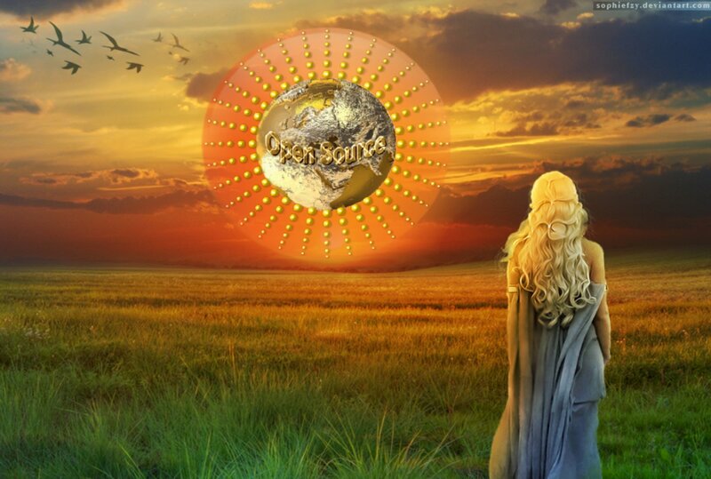 Woman in Field at Sunset — Orange, Serene, Digital Art