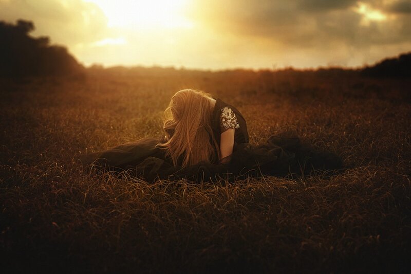 Woman in Field — Gold, Dramatic