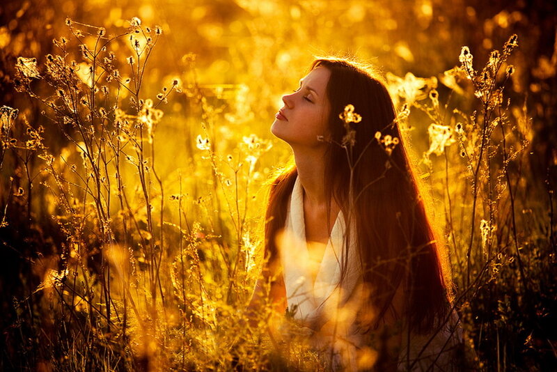 Woman in Field — Gold