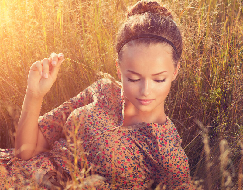 Woman in Field — Golden, Serene