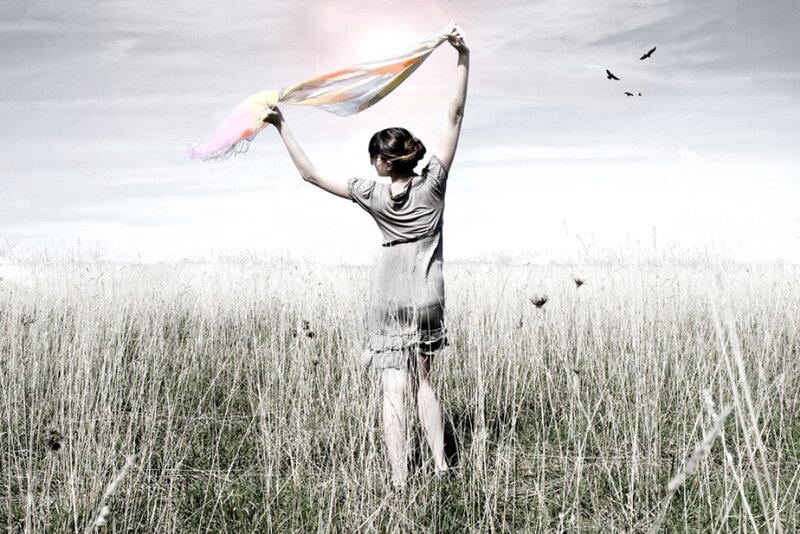 Woman in Field — Gray