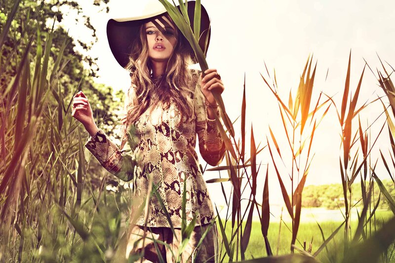 Woman in Field — Green, Dramatic, Afternoon