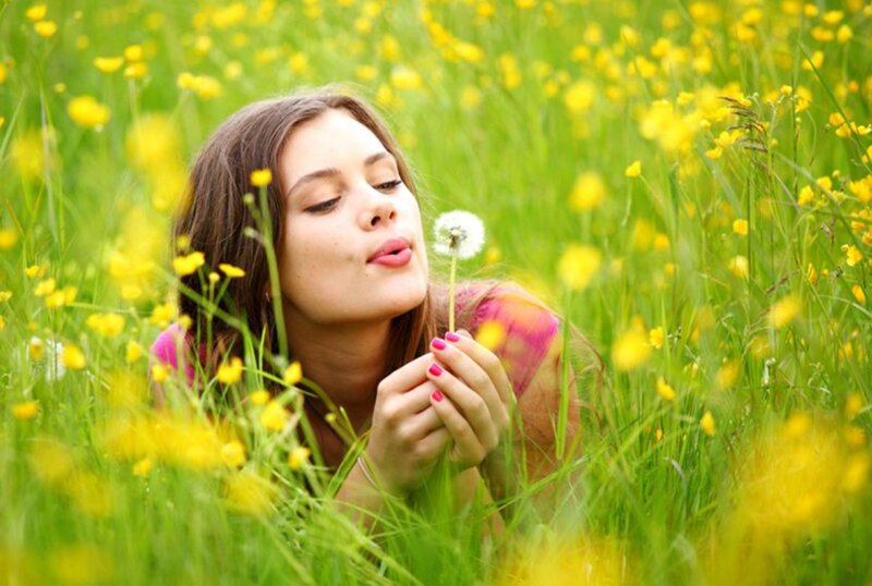 Woman in Field — Green, Serene, Spring