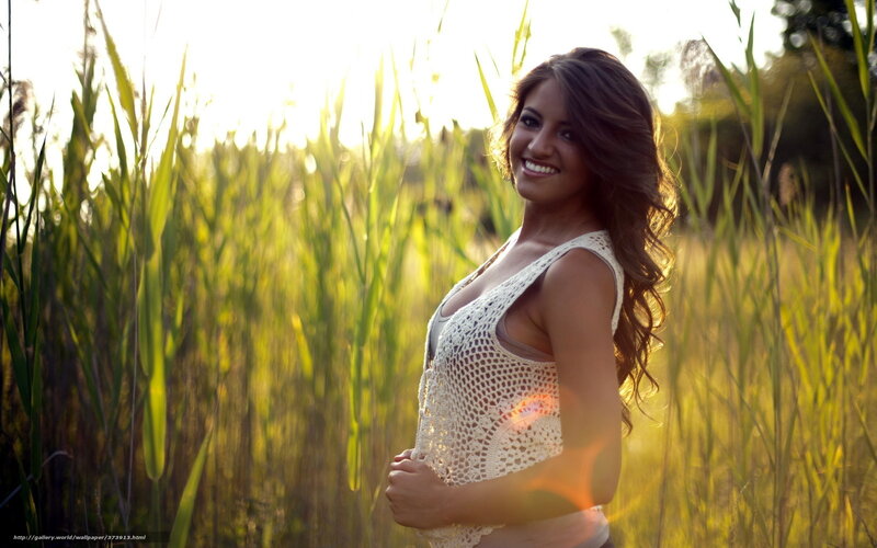 Woman in Field — Green, Serene, Sunset, Photograph, Sunlight