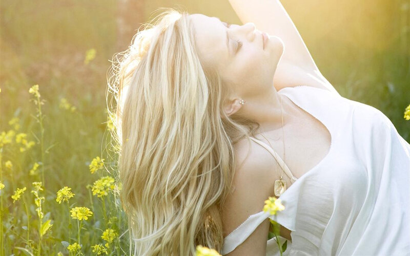 Woman in Field of Flowers — Yellow