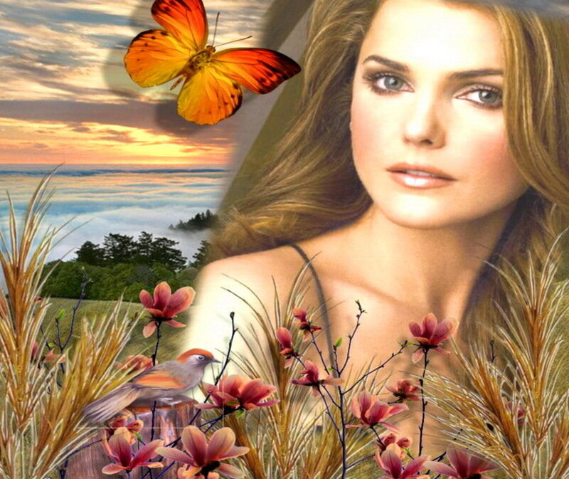 Woman in Field — Orange