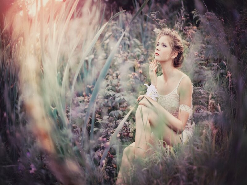 Woman in Field — Purple, Serene