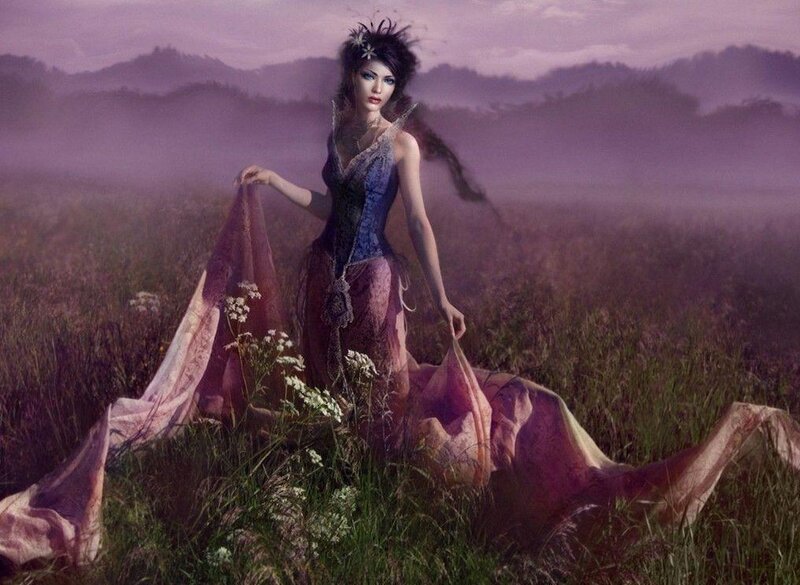 Woman in Field — Purple