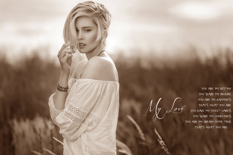 Woman in Field — Sepia