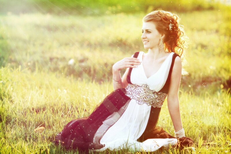 Woman in Field — White