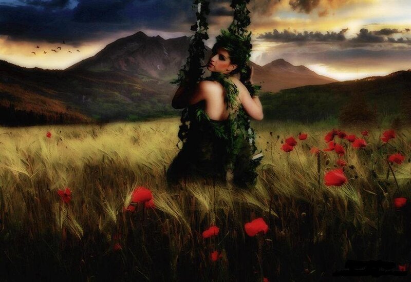 Woman in Field with Poppies