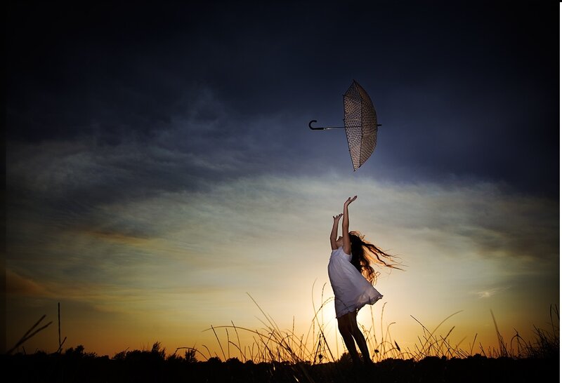 Woman in Field — Yellow, Dramatic