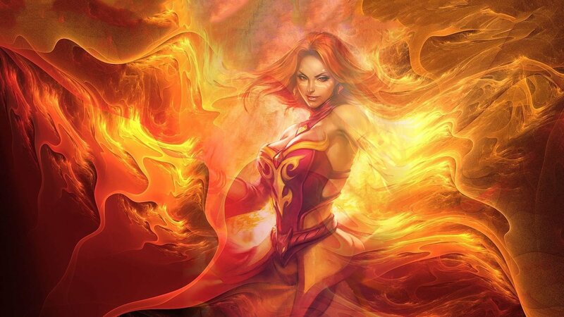 Woman in Fiery Armor — Red