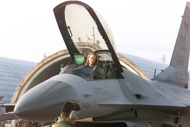 woman in fighter jet cockpit