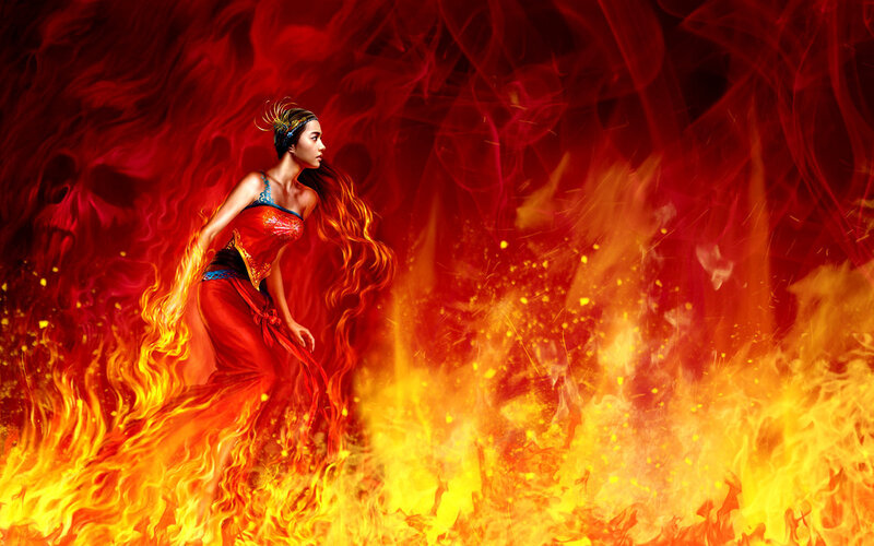 woman in fire