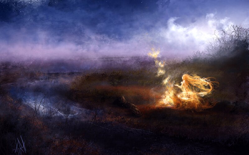 Woman in Fire — Blue