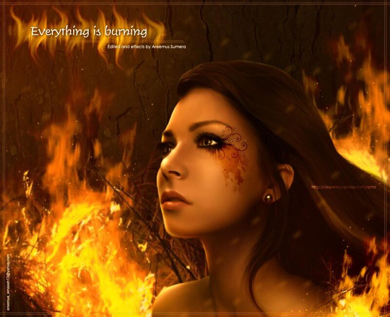 Woman in Fire — Orange, Dramatic