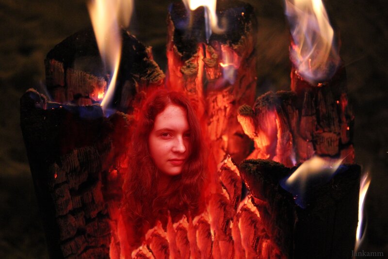 Woman in Fire — Red, Dramatic