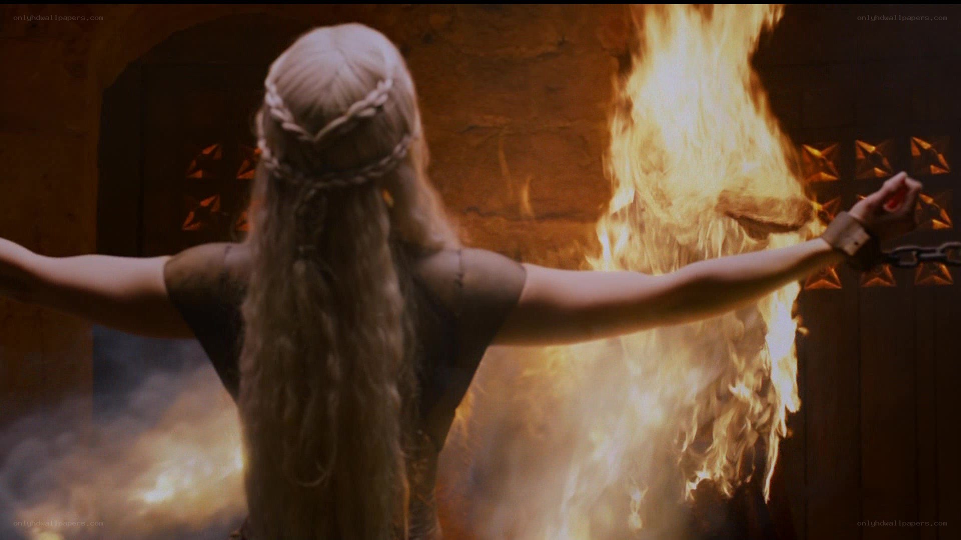 woman in fire trial
