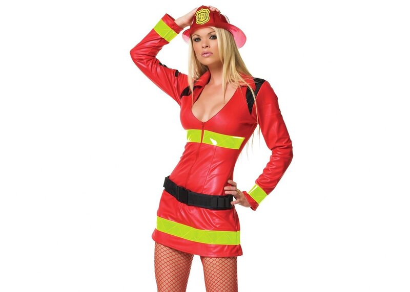 woman in firefighter costume