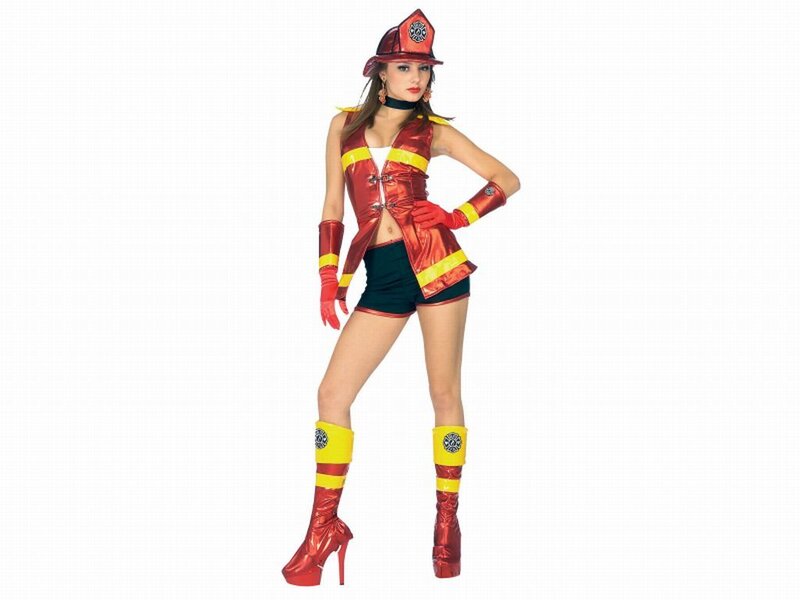 Woman in Firefighter Costume — Red