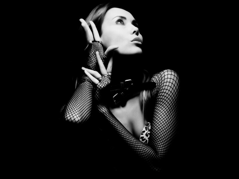 Woman in Fishnet Gloves — Black, Dramatic