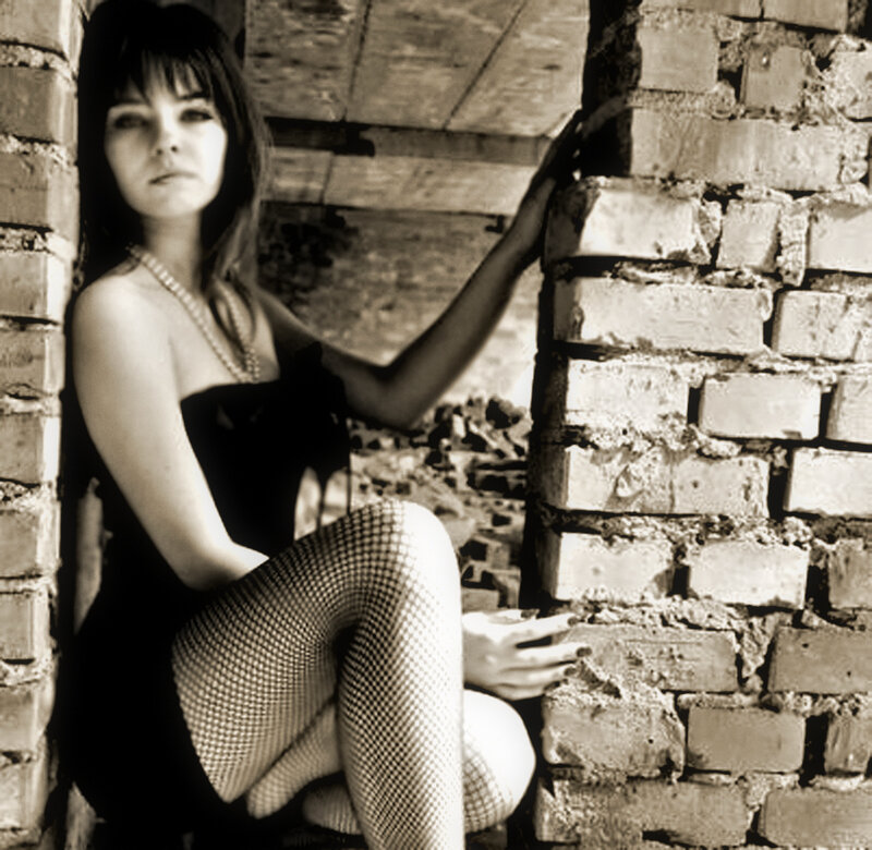 woman in fishnet stockings