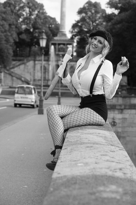 Woman in Fishnet Stockings — Black, Playful, Afternoon