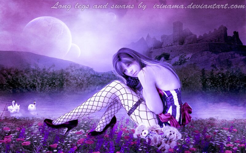 Woman in Fishnet Stockings — Purple, Dreamy
