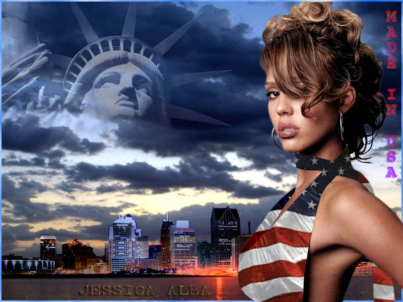 Woman in Flag Dress — Blue