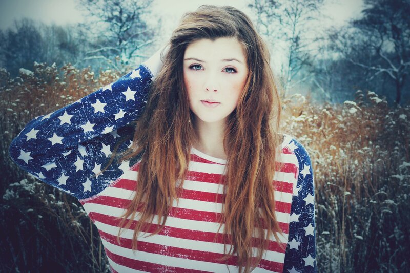 woman in flag sweater