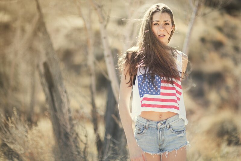 woman in flag tank top